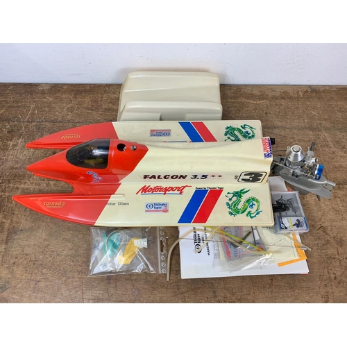 69 - Thunder Tiger Racing. Falcon 3.5 Tunnel Hull Racing Boat in box. With Thunder Tiger’s Pro-21M-OB 3.5... 