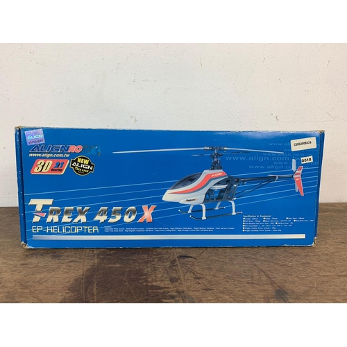 91 - Align T-Rex 450 X helicopter in box. EP Helicopter. Box measures 40 x 10 x 16cm