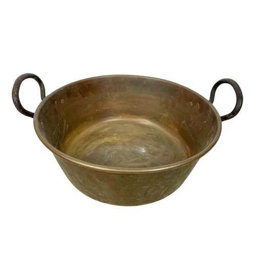 1 - Large Victorian copper jam pan with double handles, 48cm