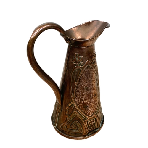 164 - Late 19th century Art Nouveau copper jug. 21cm