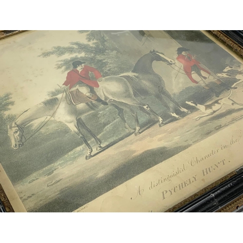 175 - Set of 3 Georgian hunting prints. 30x29.5cm