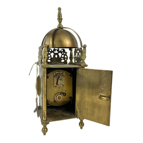 201 - Early 20th century lantern clock, platform escapement with key, 26cm