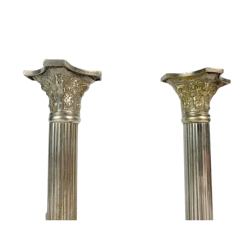 206 - Pair of vintage EPNS Corinthian style candlesticks, 25.5cm