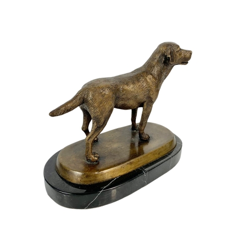 208 - Vintage bronze dog on a marble base. 22x18cm