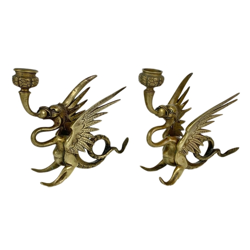 209 - Pair of early 20th century heavy brass candle holders. 17x17cm