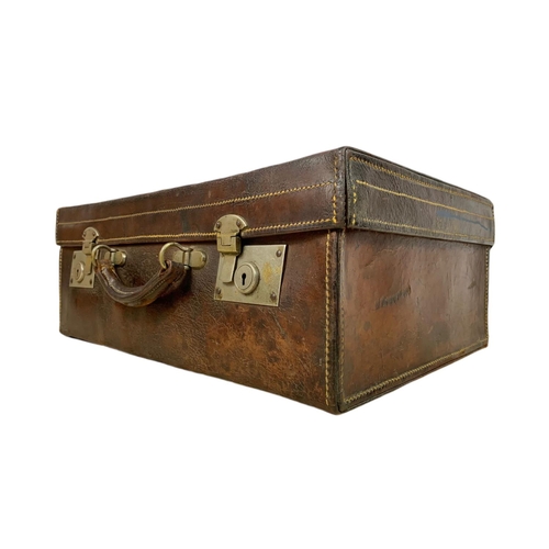 21 - Vintage leather case, Dublin maker, 51cm x 36cm x 19.5cm