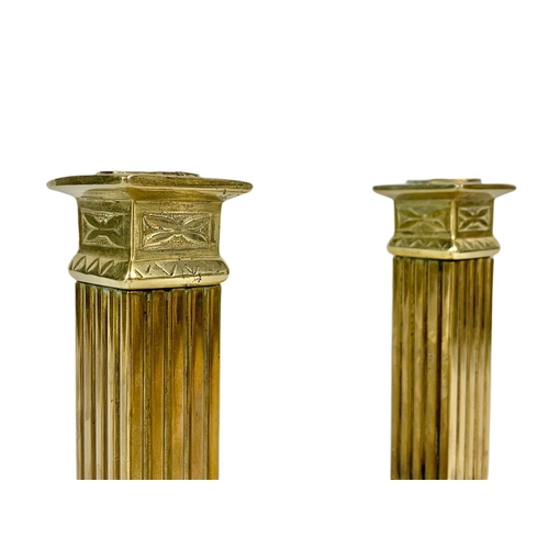 212 - Pair of Victorian brass candle sticks. 15cm