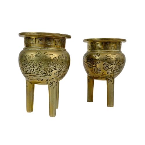 213 - Pair of early 20th century brass incense burners. Circa 1900-1910. 10cm