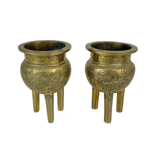 213 - Pair of early 20th century brass incense burners. Circa 1900-1910. 10cm