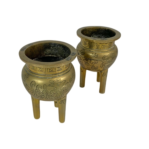 213 - Pair of early 20th century brass incense burners. Circa 1900-1910. 10cm