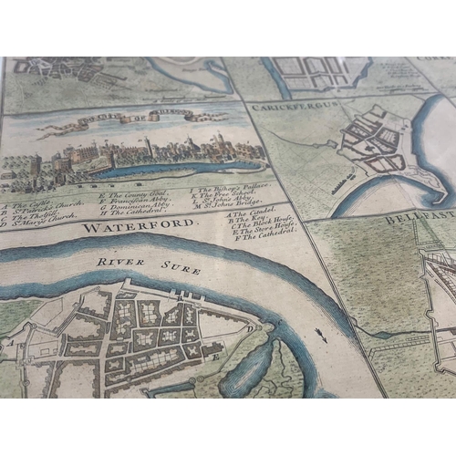 28 - Framed Victorian map of old Irish forts, 57cm x 46.5cm