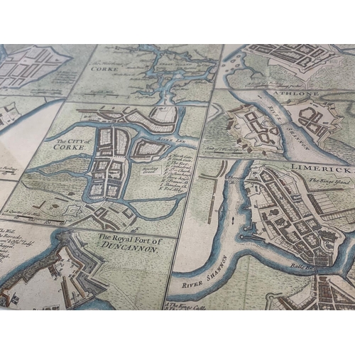 28 - Framed Victorian map of old Irish forts, 57cm x 46.5cm