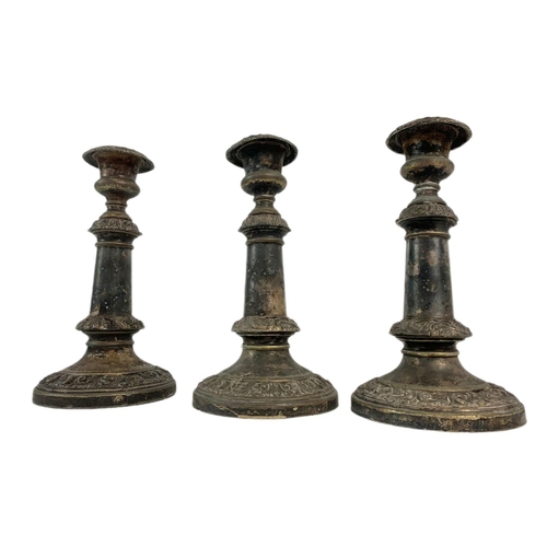 394 - 3 Early 20th Century EPNS candlesticks