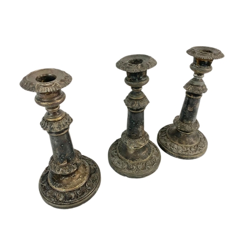 394 - 3 Early 20th Century EPNS candlesticks