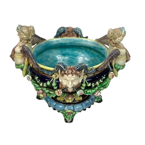 409 - Hugo Lonitz Majolica jardiniere, late 19th century, 36cm x 30cm