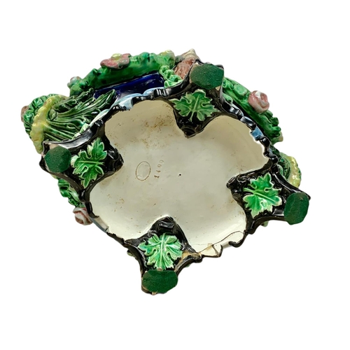 409 - Hugo Lonitz Majolica jardiniere, late 19th century, 36cm x 30cm