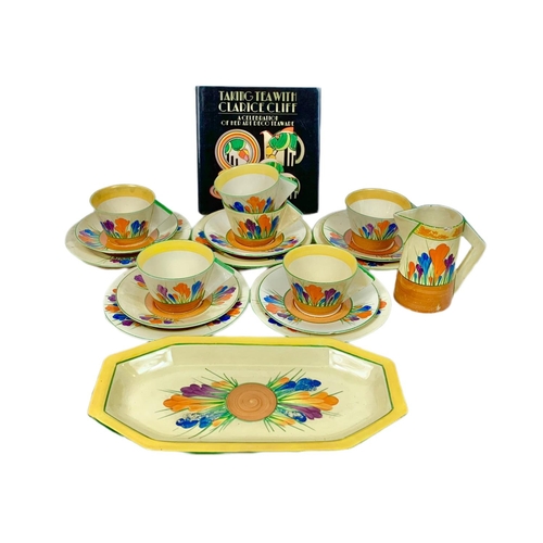 417 - Clarice Cliff Art Deco Bizarre pattern part tea set, circa 1930s. Including a Celebration of Clarice... 