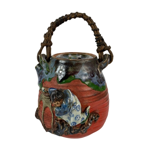 439 - Japanese Sumida Gawa pottery tea pot, the Meiji period. 21cm