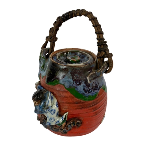 439 - Japanese Sumida Gawa pottery tea pot, the Meiji period. 21cm