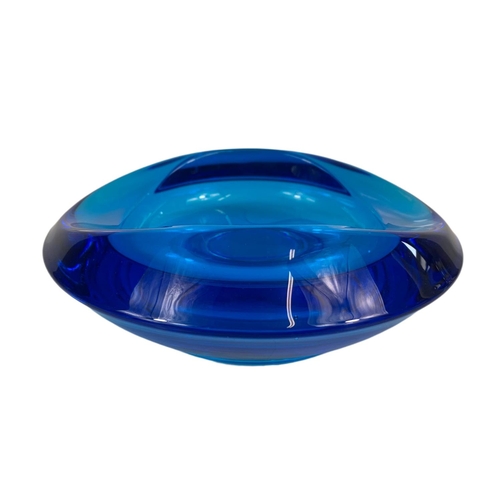 446 - Swedish Anna Ehrner Kosta Boda Cobolt blue glass bowl. 17x17x7cm