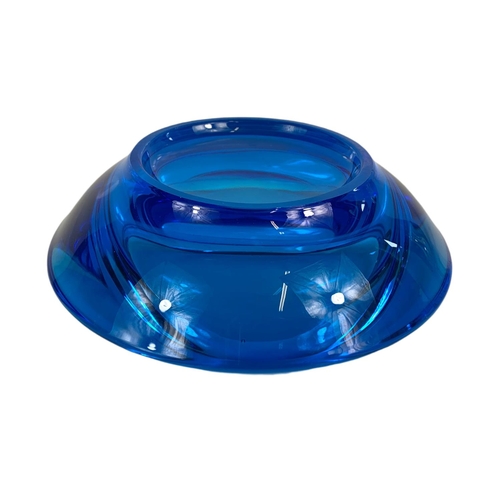 446 - Swedish Anna Ehrner Kosta Boda Cobolt blue glass bowl. 17x17x7cm