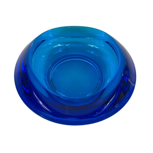 446 - Swedish Anna Ehrner Kosta Boda Cobolt blue glass bowl. 17x17x7cm