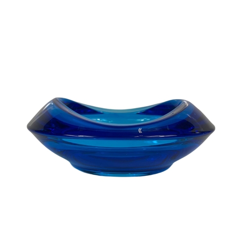 446 - Swedish Anna Ehrner Kosta Boda Cobolt blue glass bowl. 17x17x7cm