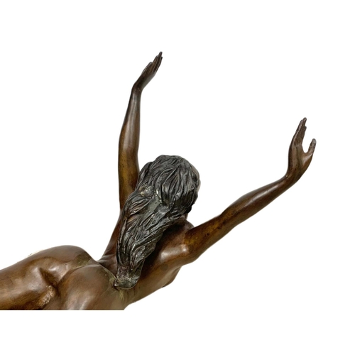 50 - Pair of large vintage Art Deco style bronze figurines. 37x37x49cm