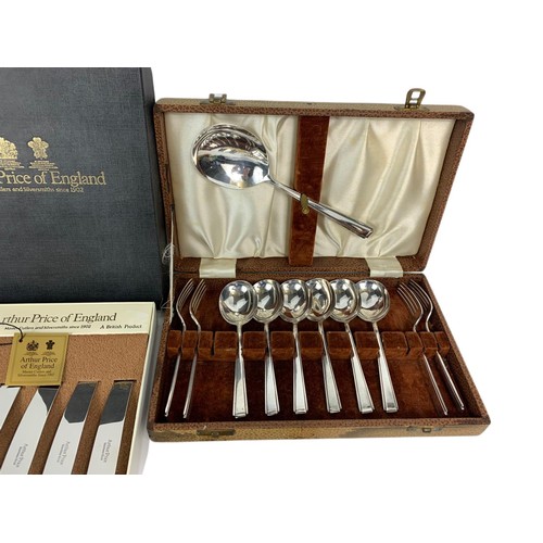 180 - 3 boxes of silver plated cutlery with bags of cutlery