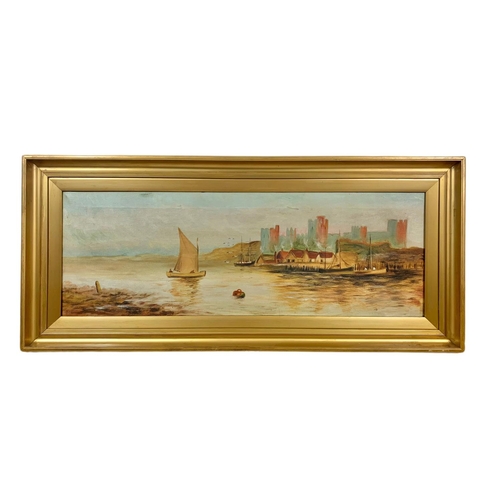 345 - Large 19th century painting in a gilt frame. 119 x 48.5cm