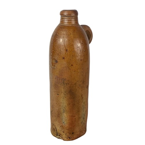 612 - 19th century earthenware bottle handcrafted by George Kreuzberg, Apollinaris-Brunner M W Ahrweiler R... 