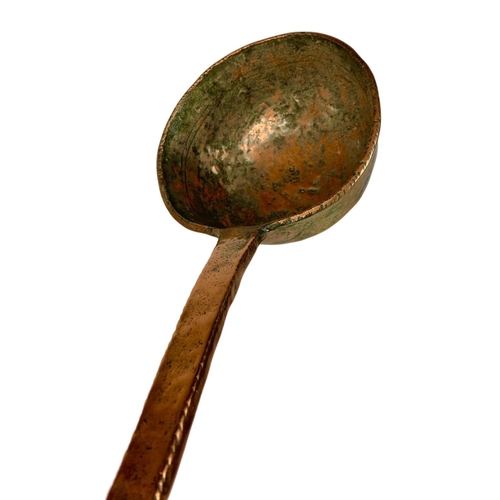 220 - 4 pieces of Victorian copperware, ladles are 52cm