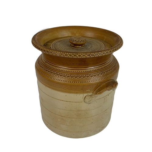 261 - Large late 19th century stoneware jar with lid, Murray & Co Glasgow, 25cm x 25cm