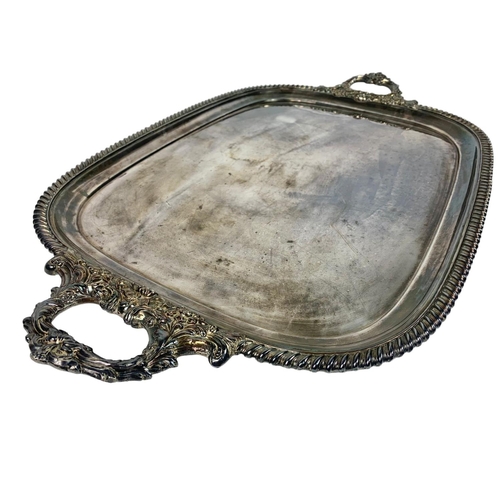 445 - Large early 20th century ornate silver plate tray. 79cm