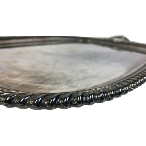 445 - Large early 20th century ornate silver plate tray. 79cm