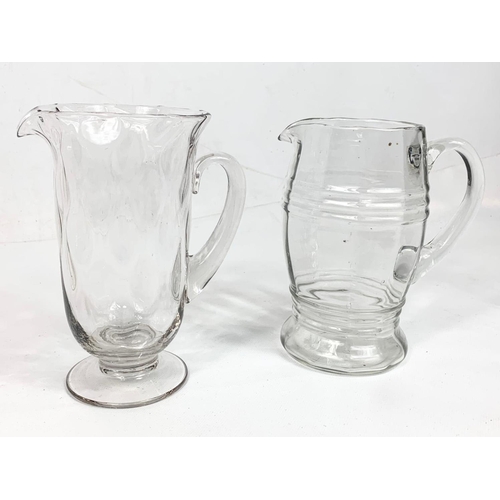 475 - 5 large early 20th century Victorian glass jugs. 21cm ,