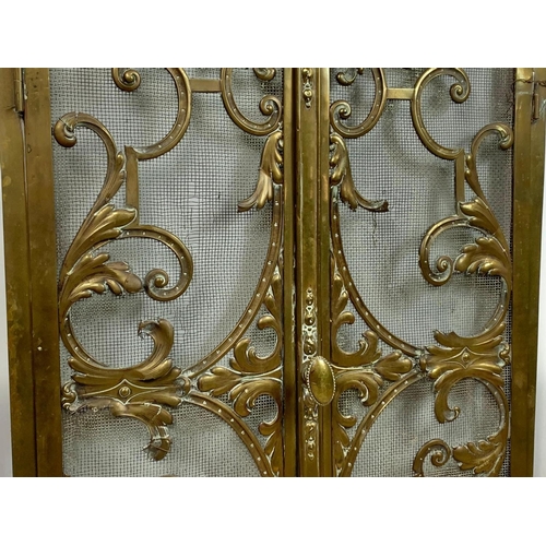 48 - Late 19th century Art Nouveau ornate brass window shutter. 68x96cm