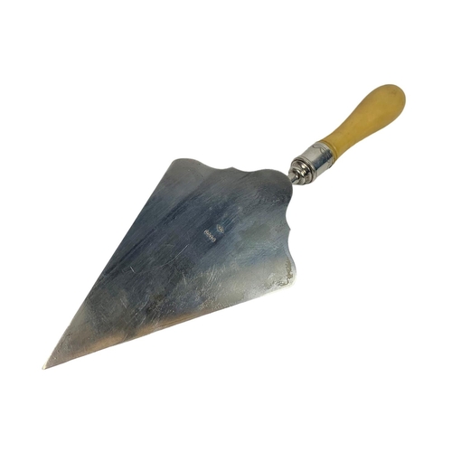 495 - Vintage ceremonial silver plate trowel, used for foundation stone for Champion Hall St Andrew school... 