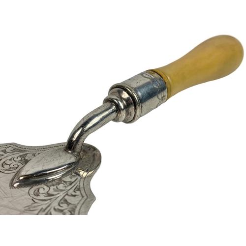 495 - Vintage ceremonial silver plate trowel, used for foundation stone for Champion Hall St Andrew school... 