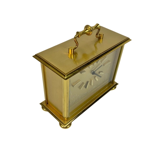 502 - 2 vintage heavy brass mantle clocks, 18cm x 16cm