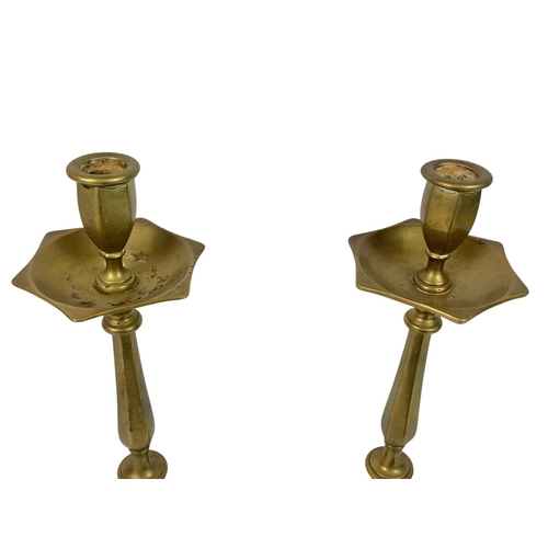 504 - Pair of large early 20th century brass candlesticks, 30cm