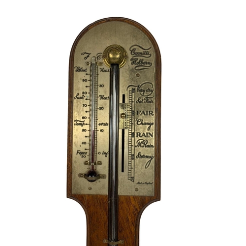 52 - Comitti of London mahogany stick barometer. 92cm