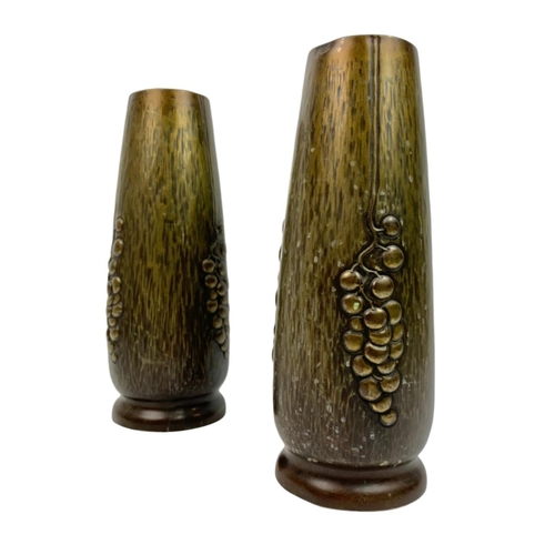 61 - Pair of German Arts & Crafts brass vases, Kayser. 34cm