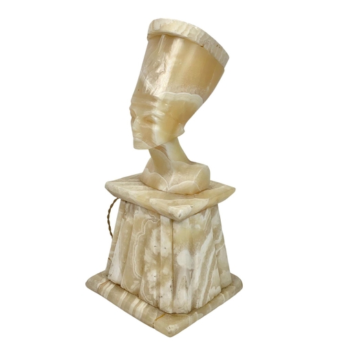 63 - Large 1930s alabaster light feature in the form of Queen Nefertari, 42cm