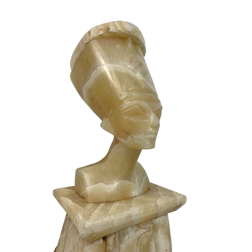 63 - Large 1930s alabaster light feature in the form of Queen Nefertari, 42cm