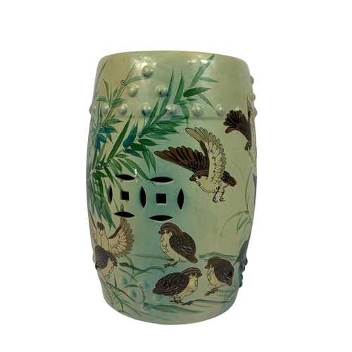 83 - Large Chinese garden pottery stool, 34x48cm