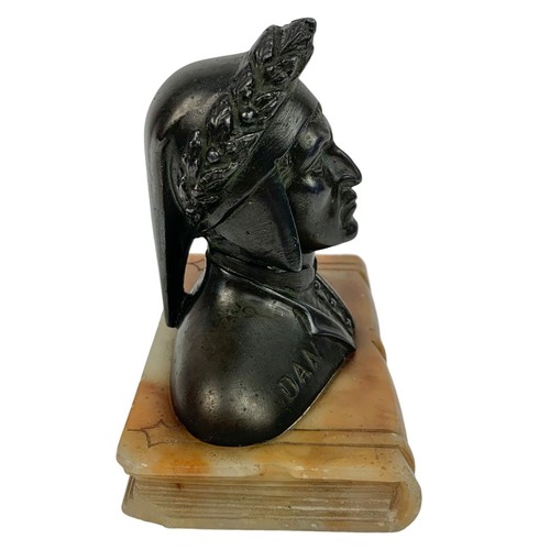 250 - Early 20th century spelter and onyx bust of Dante. 11.5 x 11.5cm