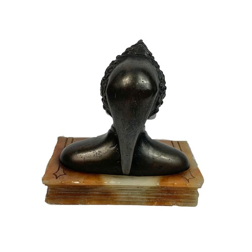 250 - Early 20th century spelter and onyx bust of Dante. 11.5 x 11.5cm