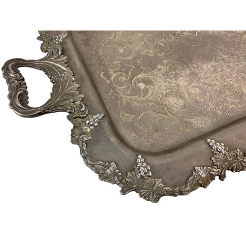 640 - 5 piece vintage ornate EPNS tea service. Tray 64 x 41cm