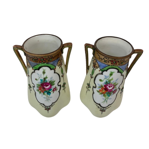 642 - Pair of Noritaki pottery vases. 13.5cm